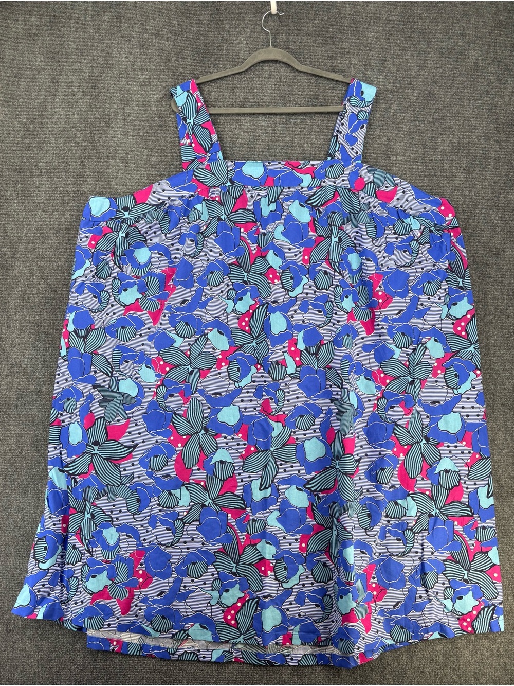 Dreams Co Blue Midi Floral Tank Dress Women’s Plus 6X Casual Resortwear Vacation